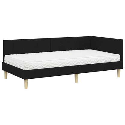 Hoekbedframe Met Matras Anders Met Hoofdeinde 2 Pcs Groen Stof 100 x 200 cm Zwart