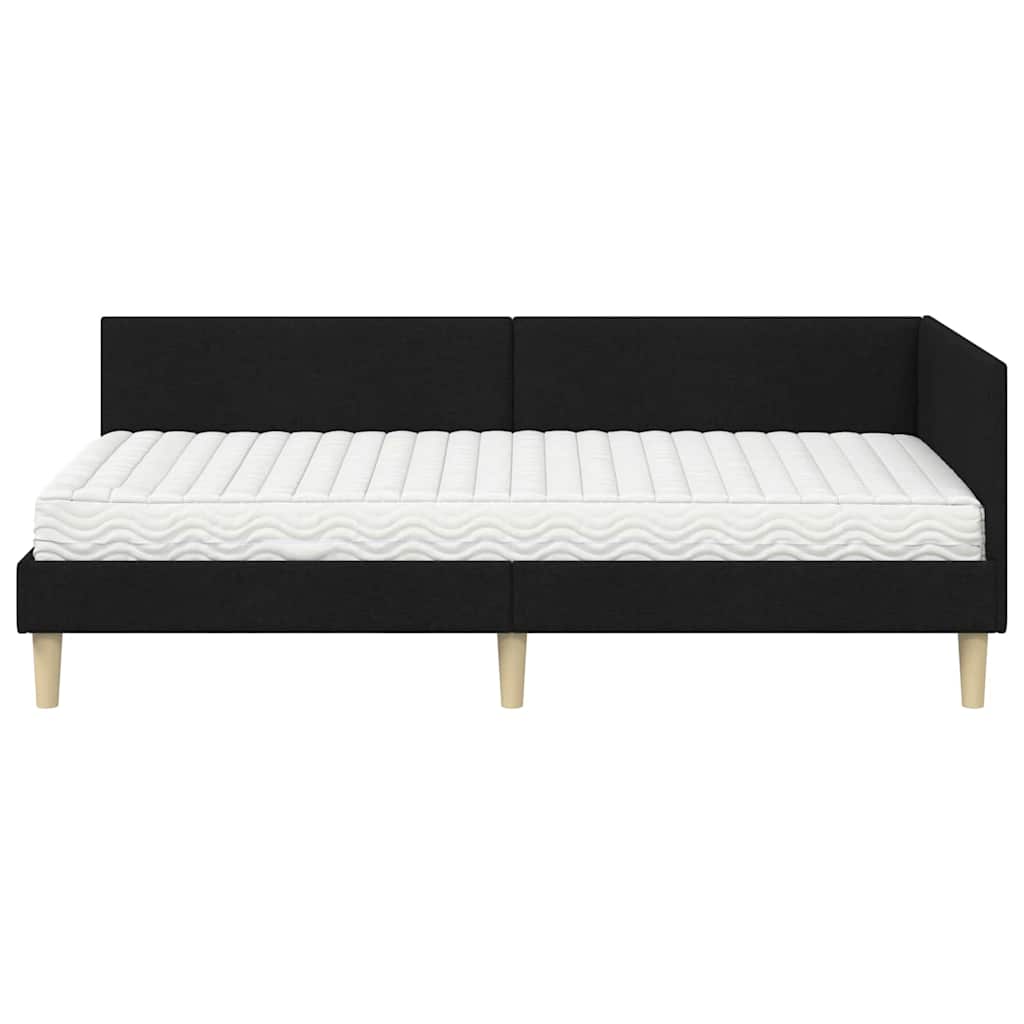 Hoekbedframe Met Matras Anders Met Hoofdeinde 2 Pcs Groen Stof 100 x 200 cm Zwart