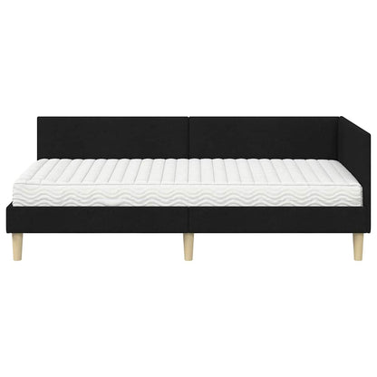 Hoekbedframe Met Matras Anders Met Hoofdeinde 2 Pcs Groen Stof 100 x 200 cm Zwart