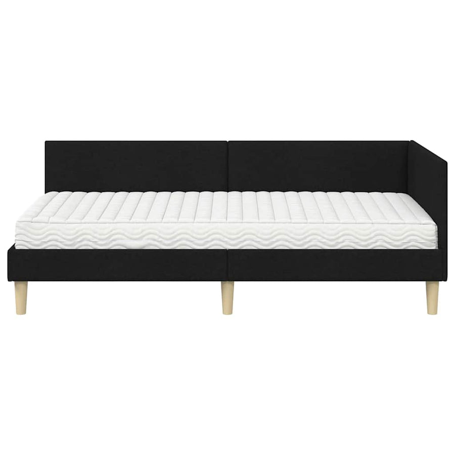 Hoekbedframe Met Matras Anders Met Hoofdeinde 2 Pcs Groen Stof 100 x 200 cm Zwart