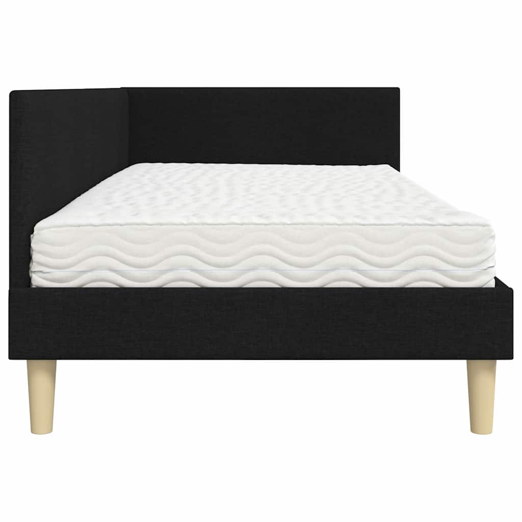 Hoekbedframe Met Matras Anders Met Hoofdeinde 2 Pcs Groen Stof 100 x 200 cm Zwart