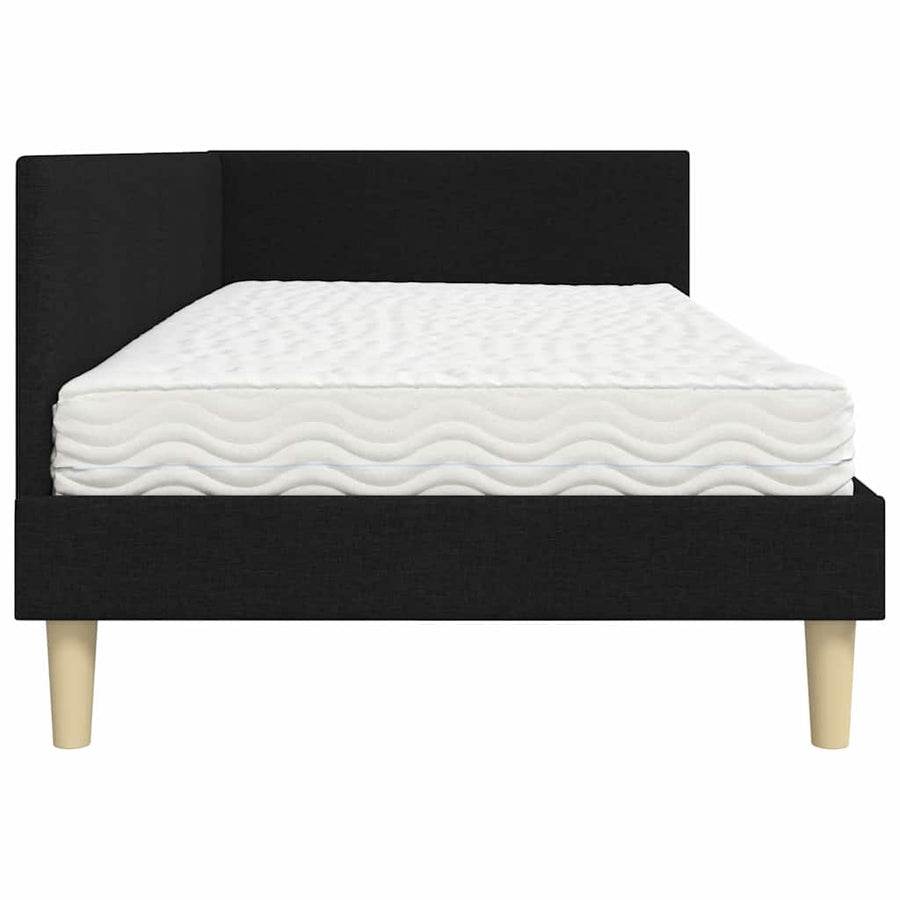Hoekbedframe Met Matras Anders Met Hoofdeinde 2 Pcs Groen Stof 100 x 200 cm Zwart
