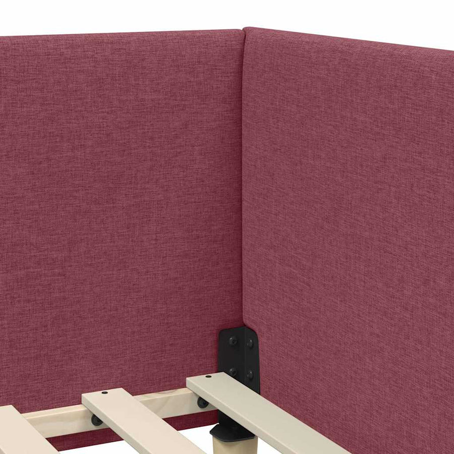 Hoekbedframe Met Matras Anders Met Hoofdeinde 2 Pcs Grijs Stof 100 x 200 cm Wijnrood