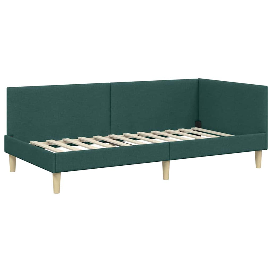 Hoekbedframe Met Matras Anders Met Hoofdeinde 2 Pcs Groen Stof 100 x 200 cm Donkergroen