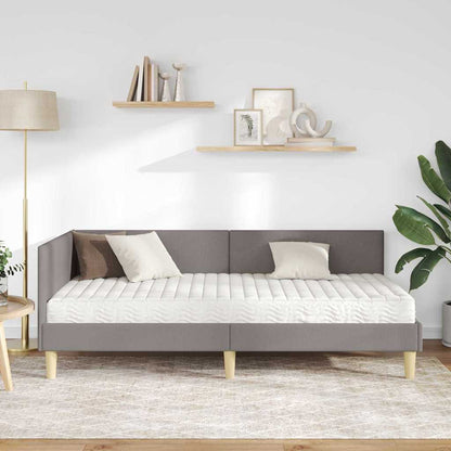 Hoekbedframe Met Matras Anders Met Hoofdeinde 2 Pcs Stof 100 x 200 cm Taupe