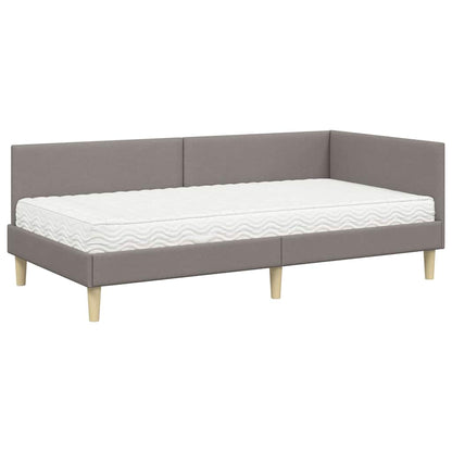 Hoekbedframe Met Matras Anders Met Hoofdeinde 2 Pcs Stof 100 x 200 cm Taupe