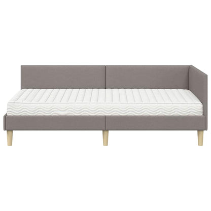 Hoekbedframe Met Matras Anders Met Hoofdeinde 2 Pcs Stof 100 x 200 cm Taupe
