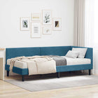 Hoekbedframe met matras 80x200 cm blauw fluweel