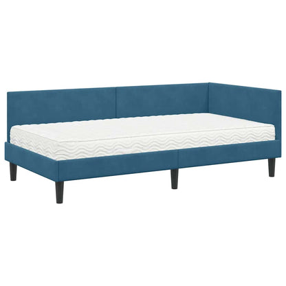 Hoekbedframe Met Matras Anders 2 Pcs Fluweel 80 x 200 cm Blauw
