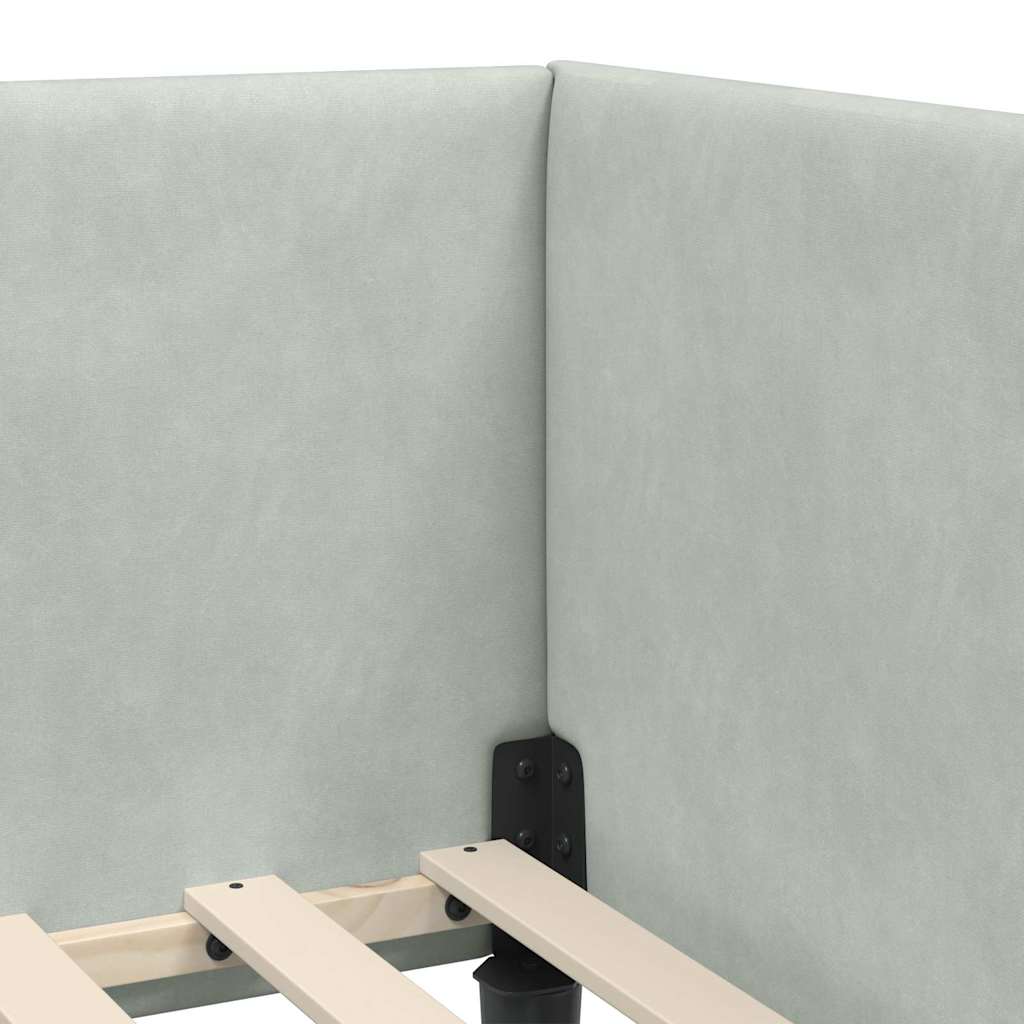 Hoekbedframe Met Matras Anders 2 Pcs Fluweel 80 x 200 cm Lichtgrijs