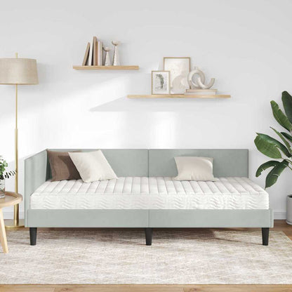 Hoekbedframe Met Matras Anders 2 Pcs Fluweel 80 x 200 cm Lichtgrijs