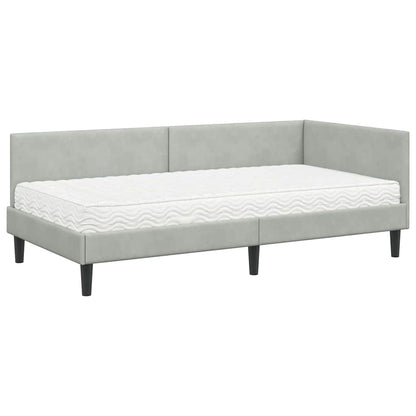 Hoekbedframe Met Matras Anders 2 Pcs Fluweel 80 x 200 cm Lichtgrijs