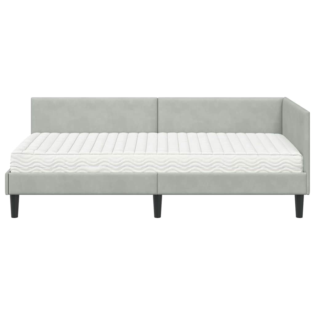 Hoekbedframe Met Matras Anders 2 Pcs Fluweel 80 x 200 cm Lichtgrijs