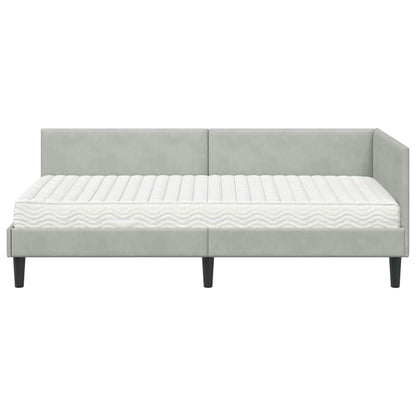 Hoekbedframe Met Matras Anders 2 Pcs Fluweel 80 x 200 cm Lichtgrijs