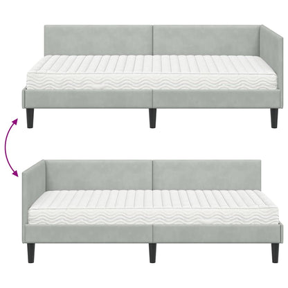 Hoekbedframe Met Matras Anders 2 Pcs Fluweel 80 x 200 cm Lichtgrijs