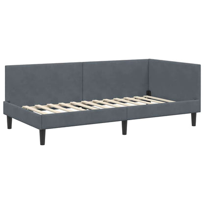 Hoekbedframe Met Matras Anders 2 Pcs Grijs Fluweel 80 x 200 cm Donkergrijs