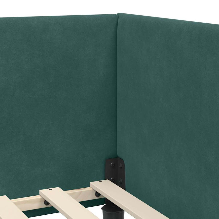 Hoekbedframe Met Matras Anders 2 Pcs Groen Fluweel 80 x 200 cm Donkergroen