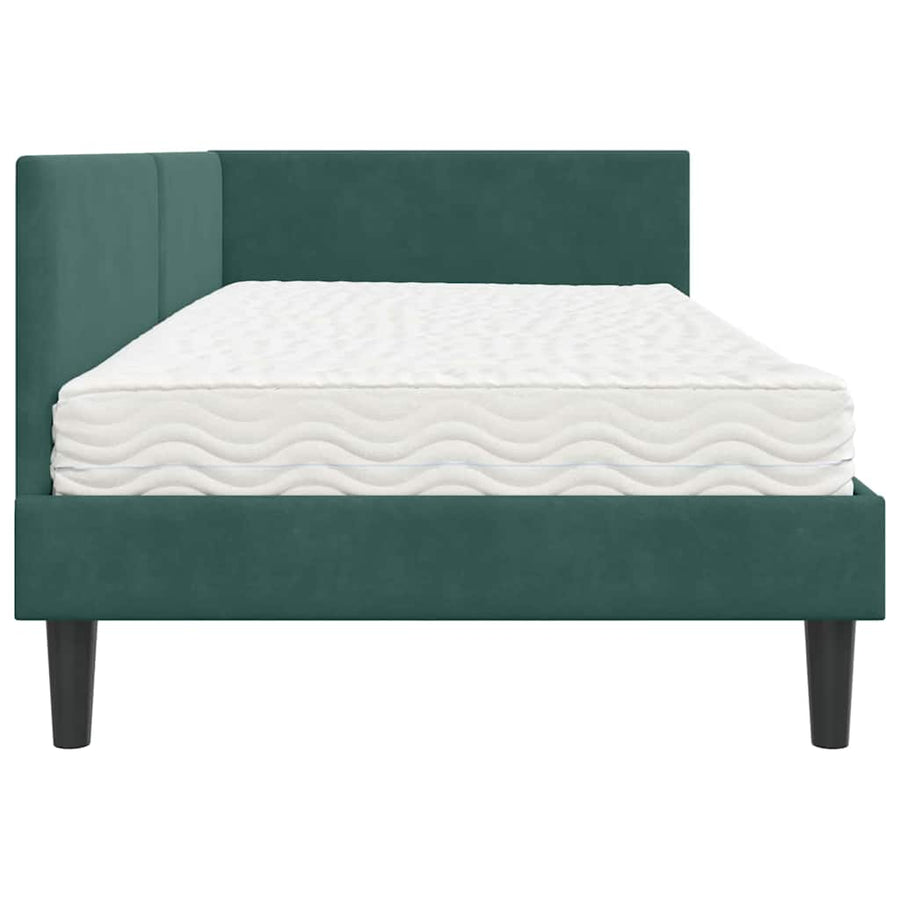 Hoekbedframe Met Matras Anders 2 Pcs Groen Fluweel 80 x 200 cm Donkergroen