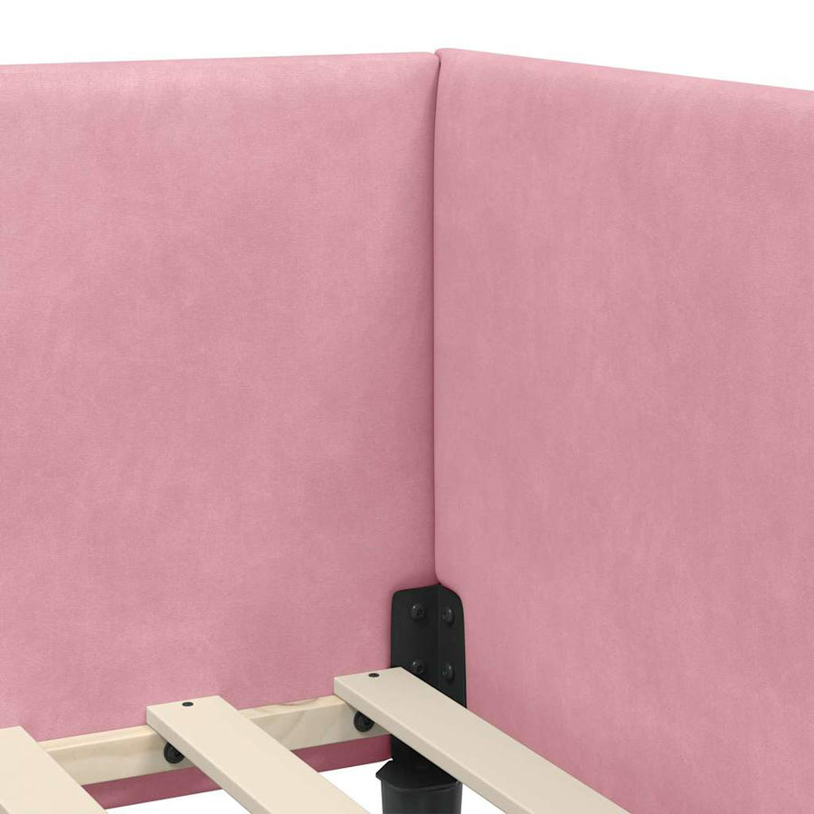 Hoekbedframe met Matras Anders 2 pcs Grijs Fluweel