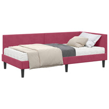 Hoekbedframe Met Matras Anders 2 Pcs Groen Fluweel 80 x 200 cm Wijnrood