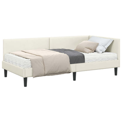 Hoekbedframe Met Matras Anders 2 Pcs Fluweel 80 x 200 cm Crème