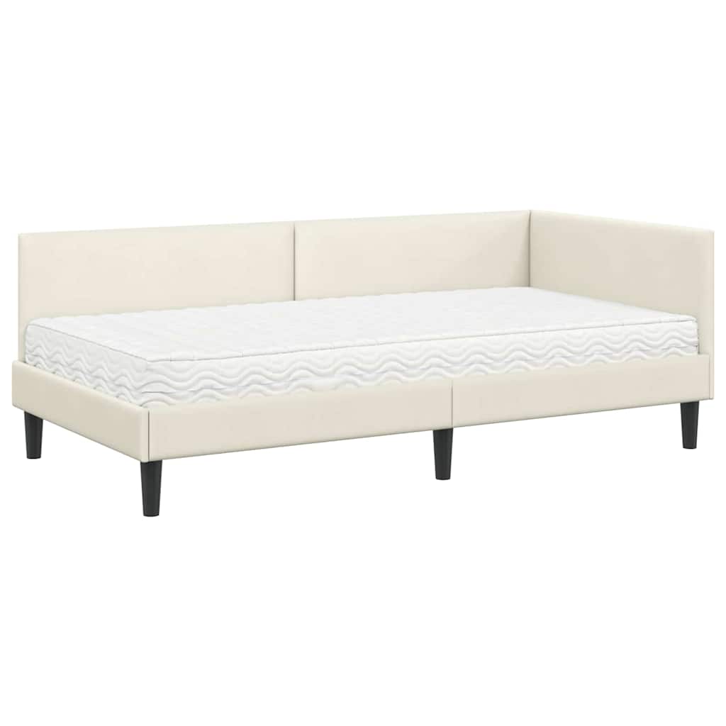 Hoekbedframe Met Matras Anders 2 Pcs Fluweel 80 x 200 cm Crème