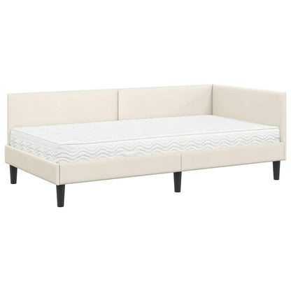 Hoekbedframe Met Matras Anders 2 Pcs Fluweel 80 x 200 cm Crème