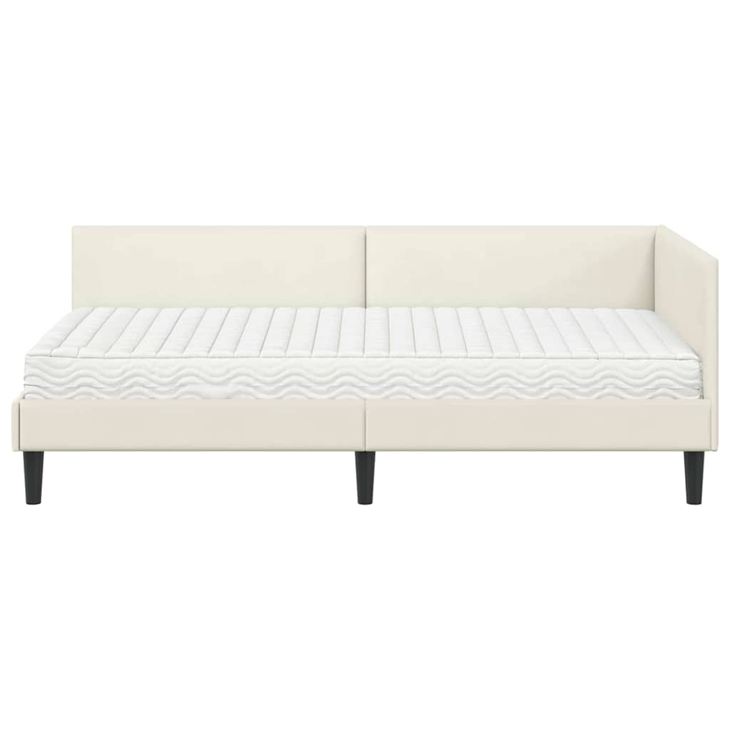 Hoekbedframe Met Matras Anders 2 Pcs Fluweel 80 x 200 cm Crème