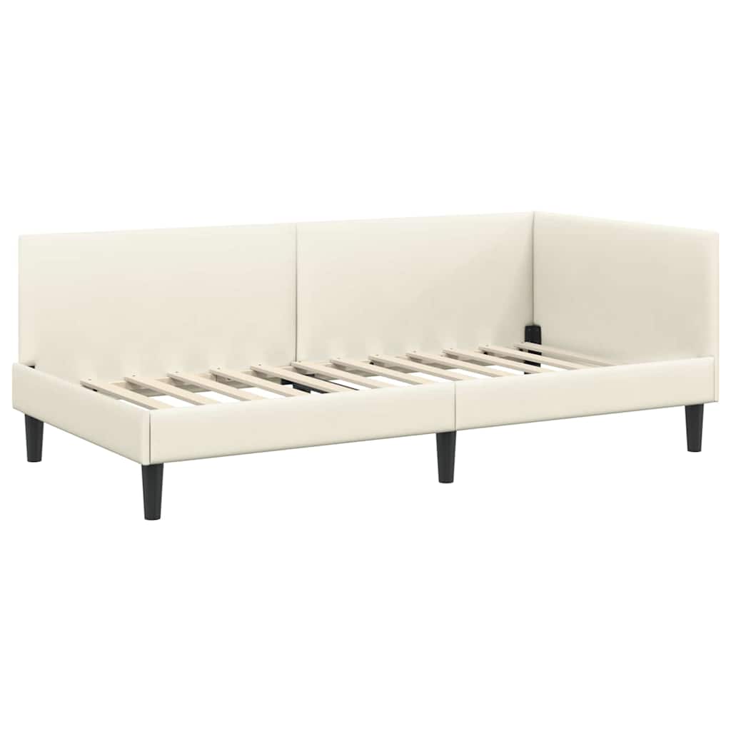 Hoekbedframe Met Matras Anders 2 Pcs Fluweel 80 x 200 cm Crème