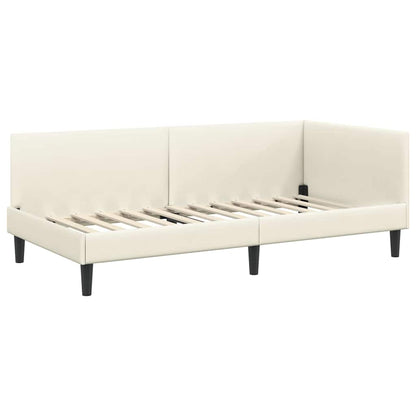 Hoekbedframe Met Matras Anders 2 Pcs Fluweel 80 x 200 cm Crème