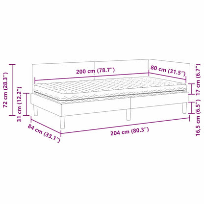 Hoekbedframe Met Matras Anders 2 Pcs Fluweel 80 x 200 cm Crème