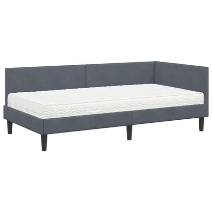 Hoekbedframe Met Matras Anders 2 Pcs Grijs Fluweel 90 x 190 cm Donkergrijs