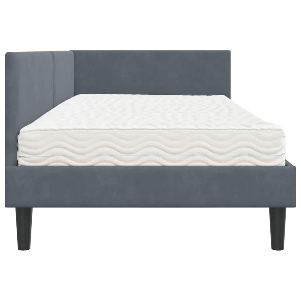 Hoekbedframe Met Matras Anders 2 Pcs Grijs Fluweel 90 x 190 cm Donkergrijs