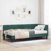 Hoekbedframe met matras 90x190 cm groen fluweel