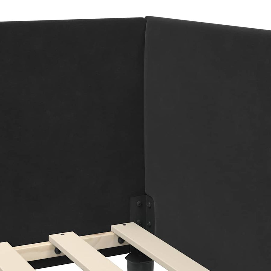 Hoekbedframe Met Matras Anders 2 Pcs Fluweel 90 x 190 cm Zwart