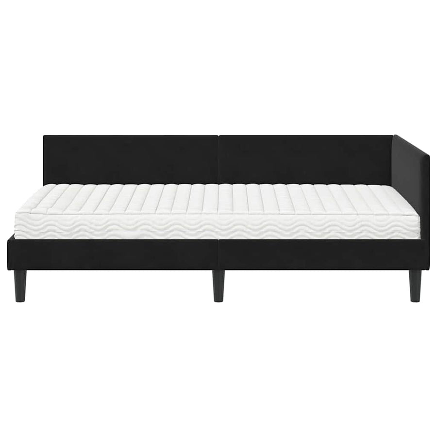 Hoekbedframe Met Matras Anders 2 Pcs Fluweel 90 x 190 cm Zwart