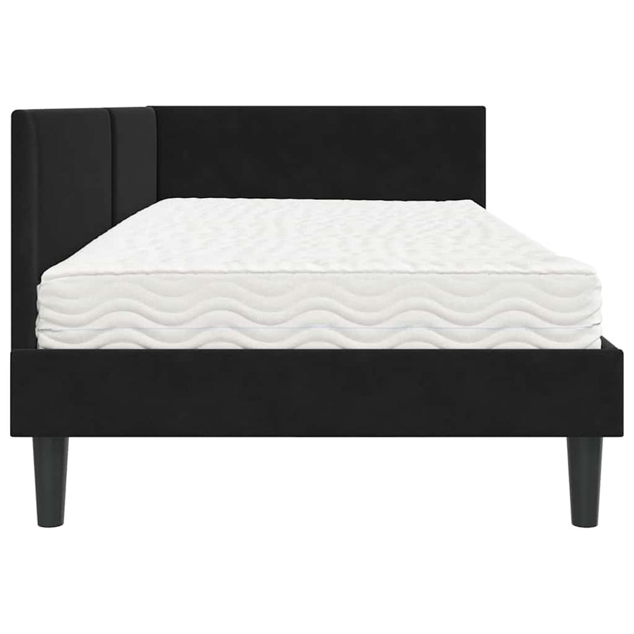 Hoekbedframe Met Matras Anders 2 Pcs Fluweel 90 x 190 cm Zwart
