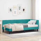 Hoekbedframe met matras 90x190 cm turquoise fluweel