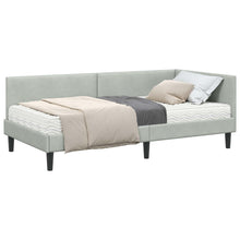 Hoekbedframe Met Matras Anders 2 Pcs Fluweel 90 x 200 cm Lichtgrijs
