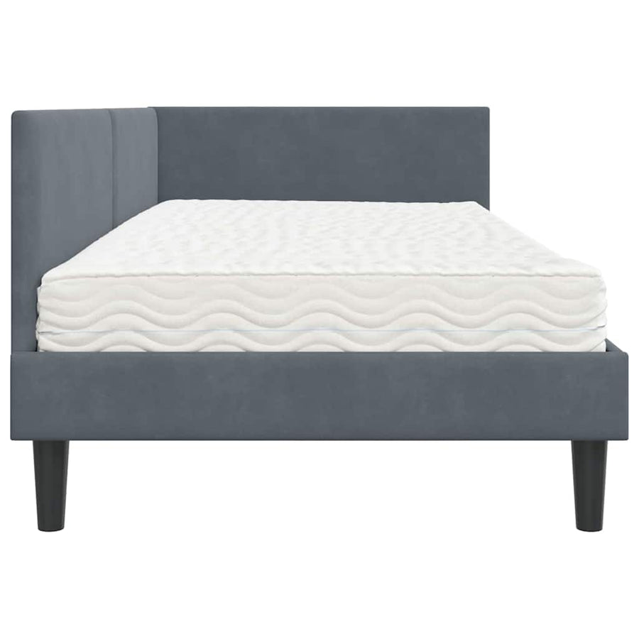 Hoekbedframe Met Matras Anders 2 Pcs Grijs Fluweel 90 x 200 cm Donkergrijs