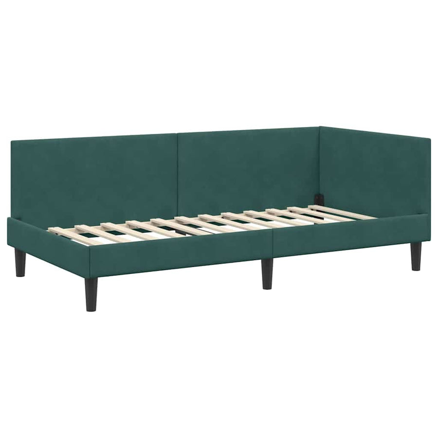 Hoekbedframe Met Matras Anders 2 Pcs Groen Fluweel 90 x 200 cm Donkergroen
