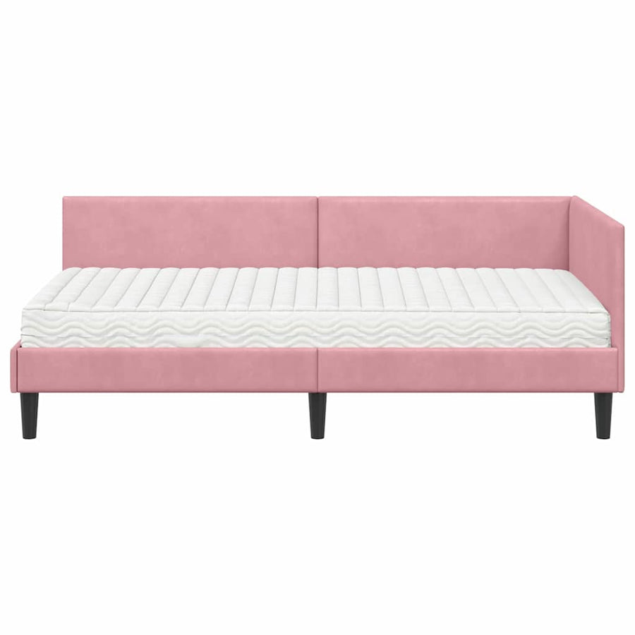 Hoekbedframe met Matras Anders 2 pcs Grijs Fluweel