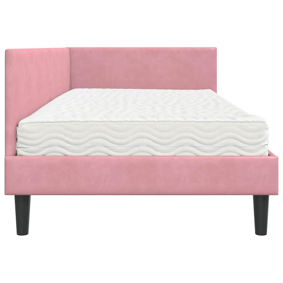 Hoekbedframe met Matras Anders 2 pcs Grijs Fluweel