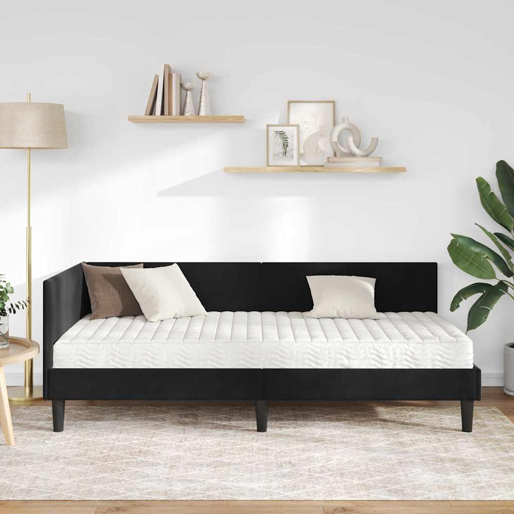 Hoekbedframe Met Matras Anders 2 Pcs Fluweel 90 x 200 cm Zwart