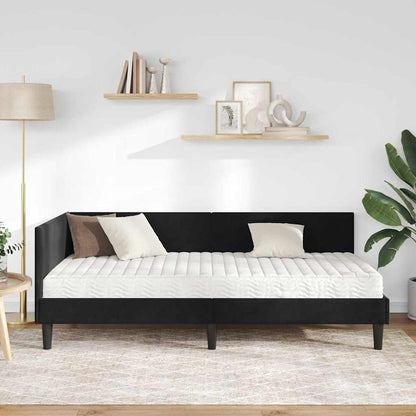 Hoekbedframe Met Matras Anders 2 Pcs Fluweel 90 x 200 cm Zwart