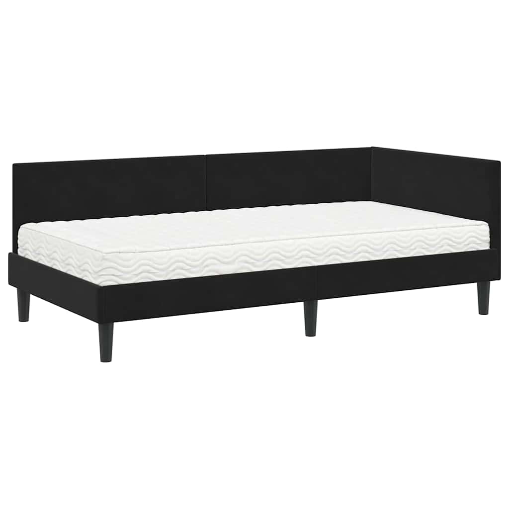Hoekbedframe Met Matras Anders 2 Pcs Fluweel 90 x 200 cm Zwart