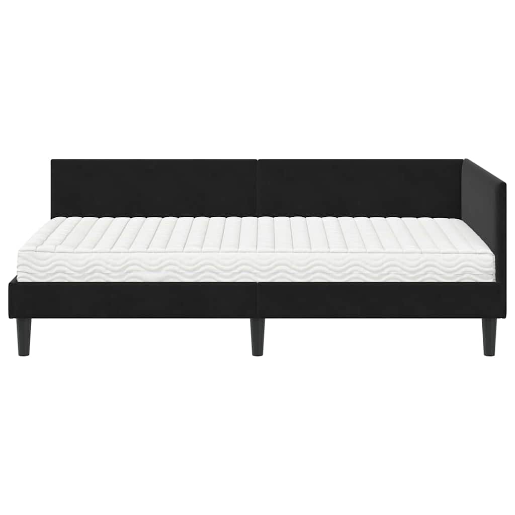 Hoekbedframe Met Matras Anders 2 Pcs Fluweel 90 x 200 cm Zwart