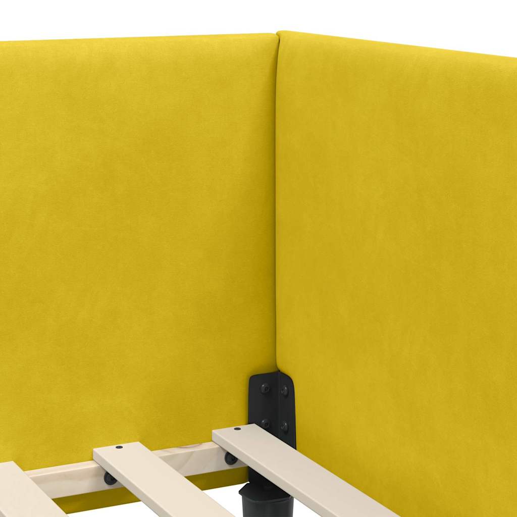 Hoekbedframe Met Matras Anders 2 Pcs Fluweel 90 x 200 cm Geel