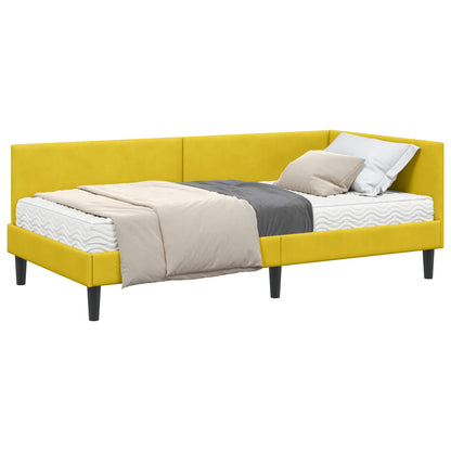 Hoekbedframe Met Matras Anders 2 Pcs Fluweel 90 x 200 cm Geel