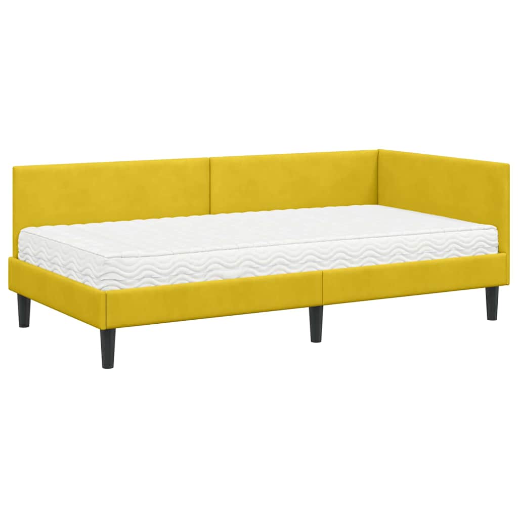 Hoekbedframe Met Matras Anders 2 Pcs Fluweel 90 x 200 cm Geel